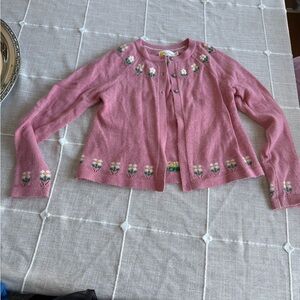 Mini Boden Pink Cardigan with Floral Details